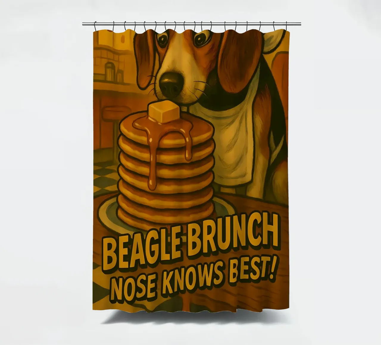 Lustiges Beagle-Memo Duschvorhang von Funny Humor Art