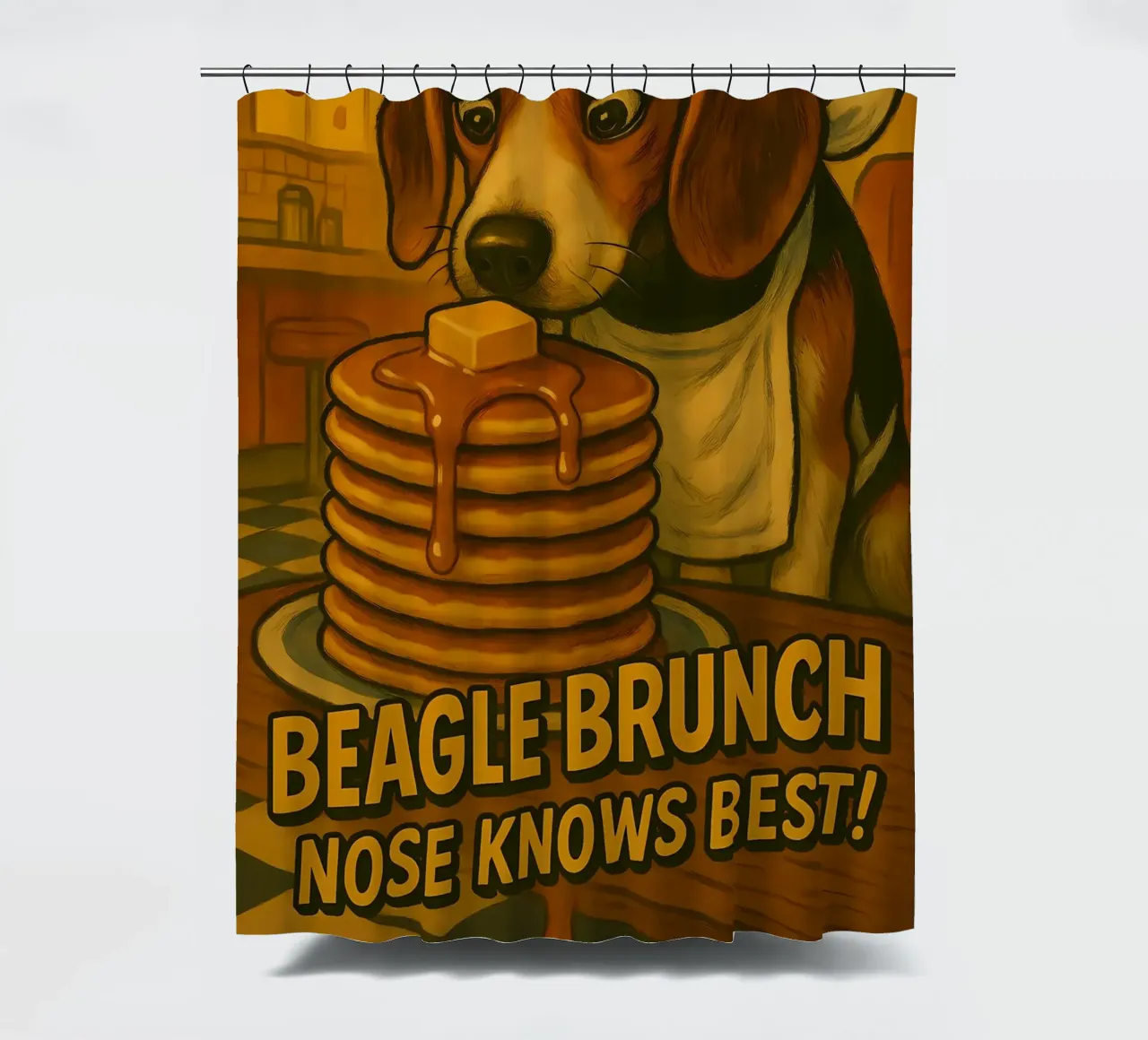 Lustiges Beagle-Memo Duschvorhang von Funny Humor Art