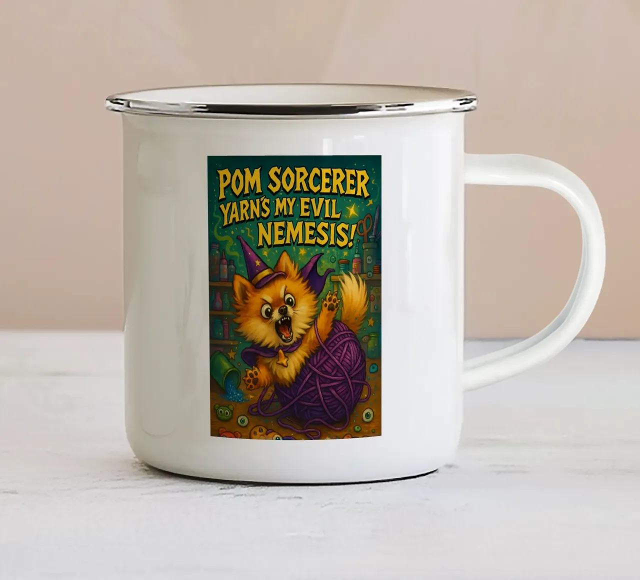 Meme divertente sul Pomerania tazza in smalto da Funny Humor Art