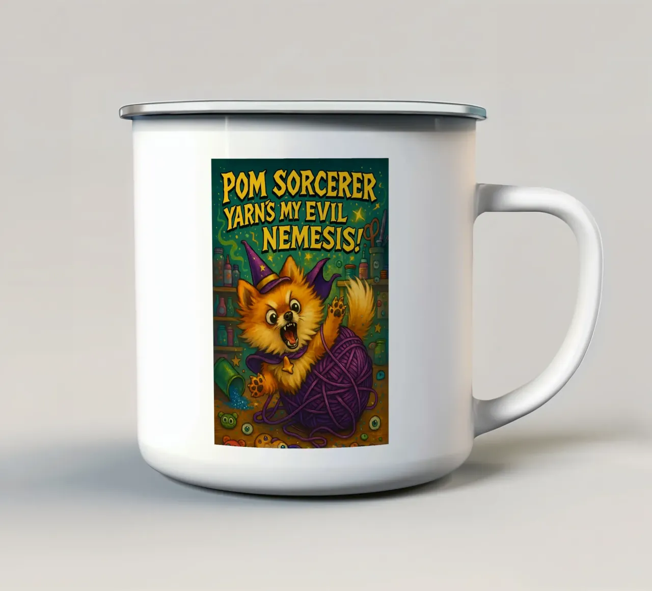 Meme divertente sul Pomerania tazza in smalto da Funny Humor Art