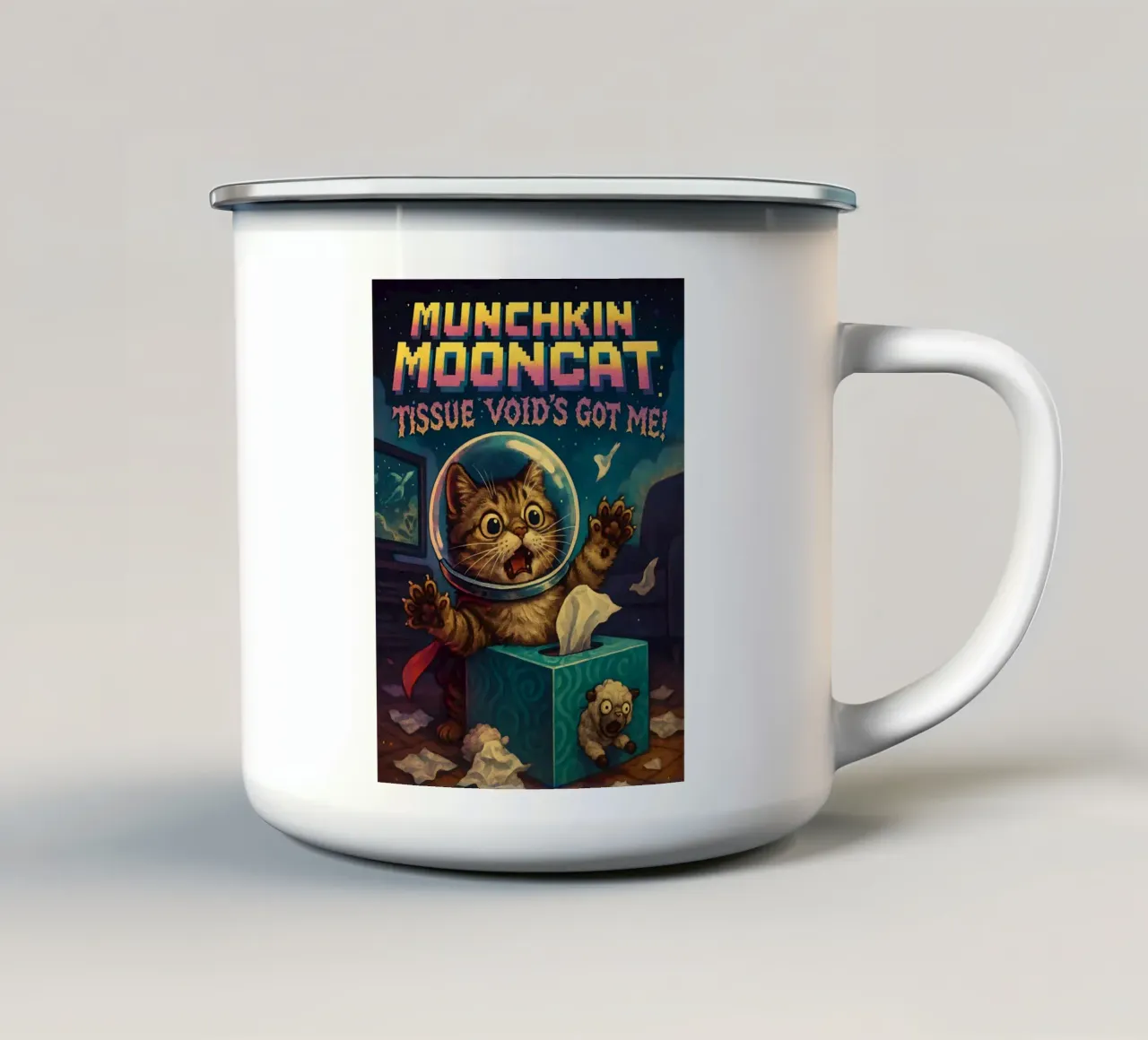 Meme divertente del gatto Munchkin tazza in smalto da Funny Humor Art
