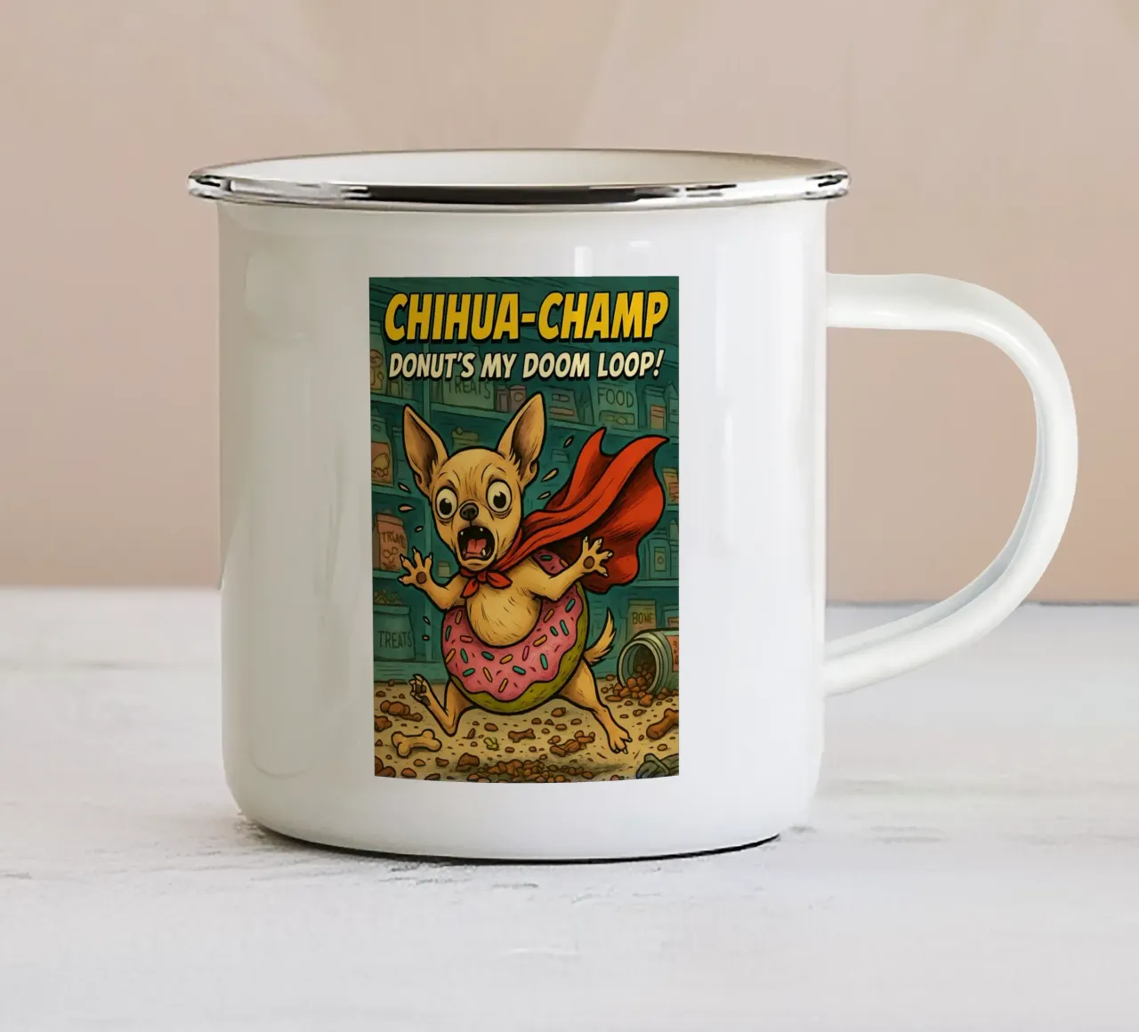 Meme divertente sul chihuahua tazza in smalto da Funny Humor Art