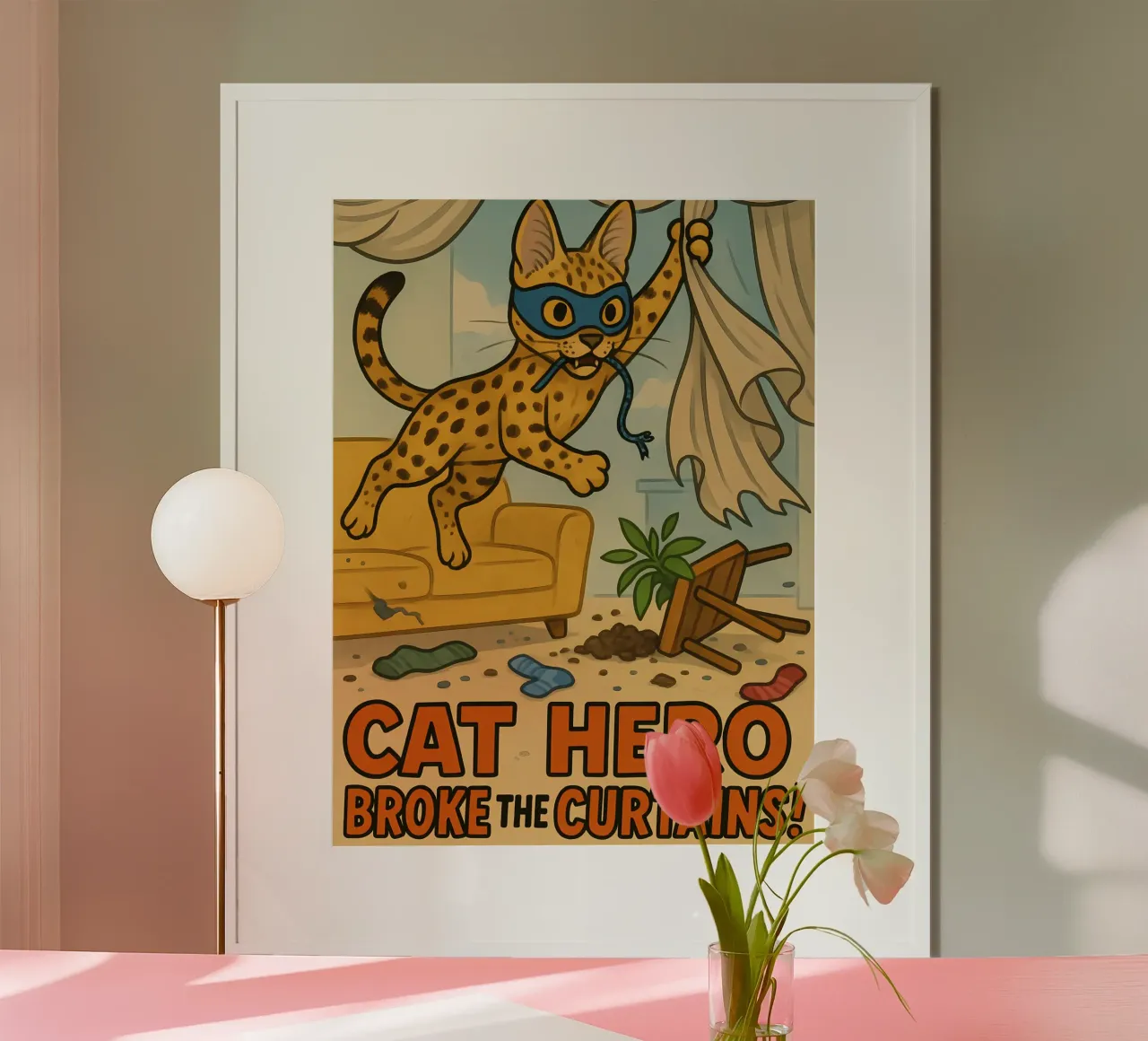 Meme divertente sul gatto Savannah poster con telaio in alluminio da Funny Humor Art