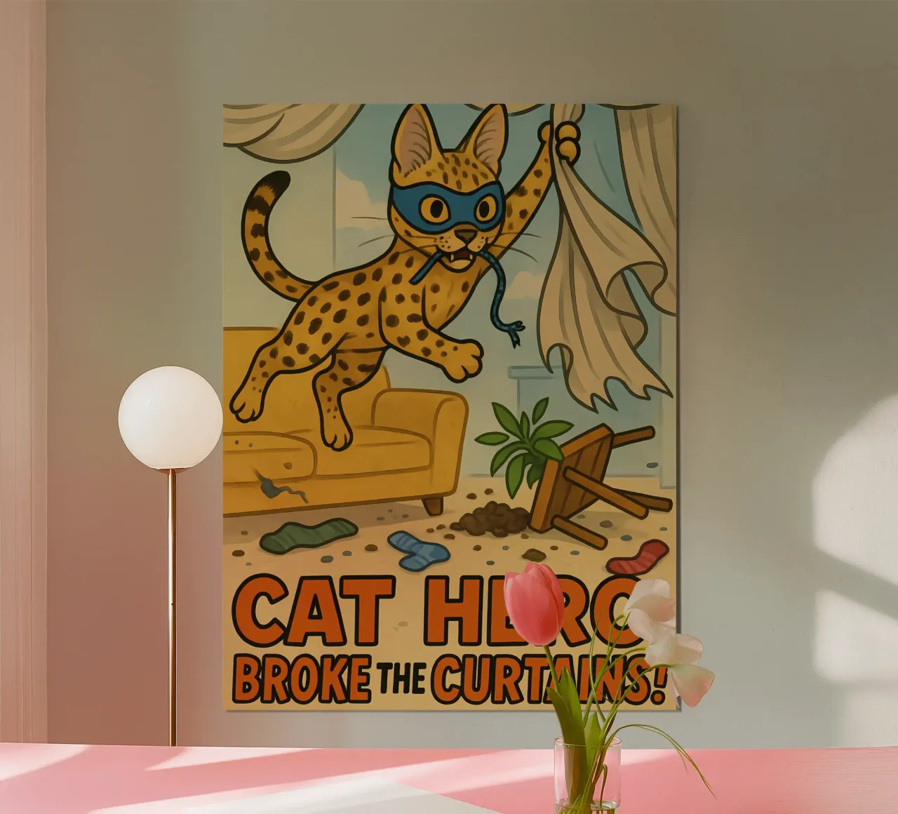 Meme divertente sul gatto Savannah poster con telaio in alluminio da Funny Humor Art