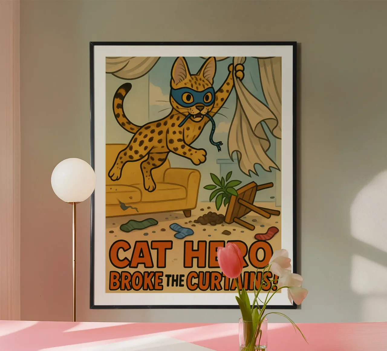 Meme divertente sul gatto Savannah poster con telaio in alluminio da Funny Humor Art