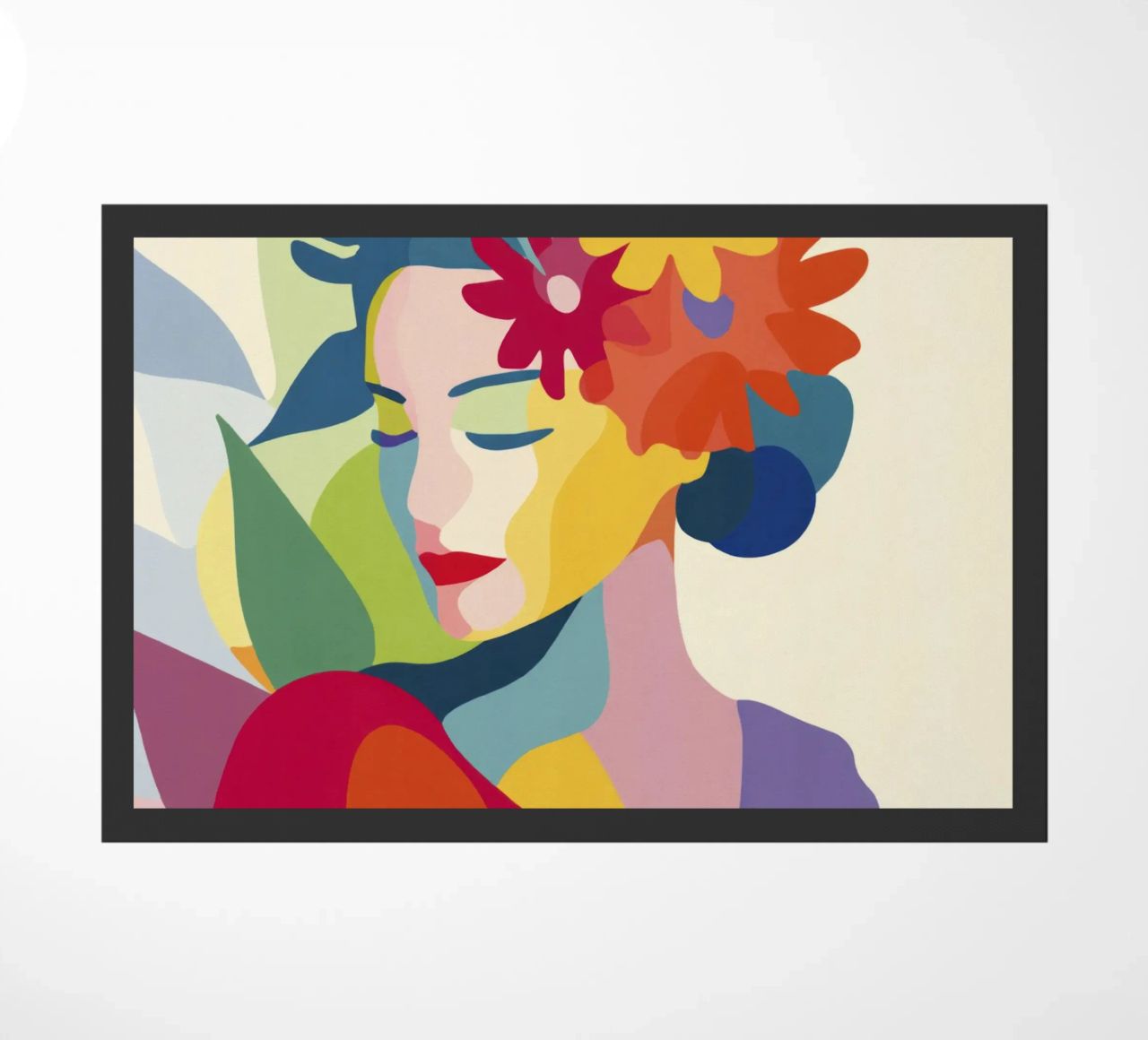 Donna astratta moderna di metà secolo con corona floreale zerbino da Modern Muse