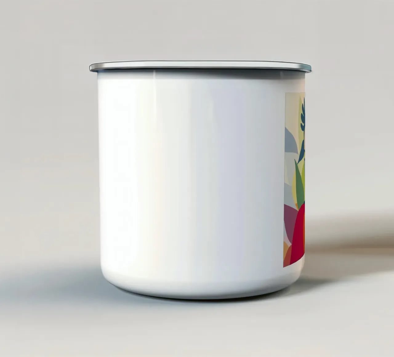 Donna astratta moderna di metà secolo con corona floreale tazza in smalto da Modern Muse