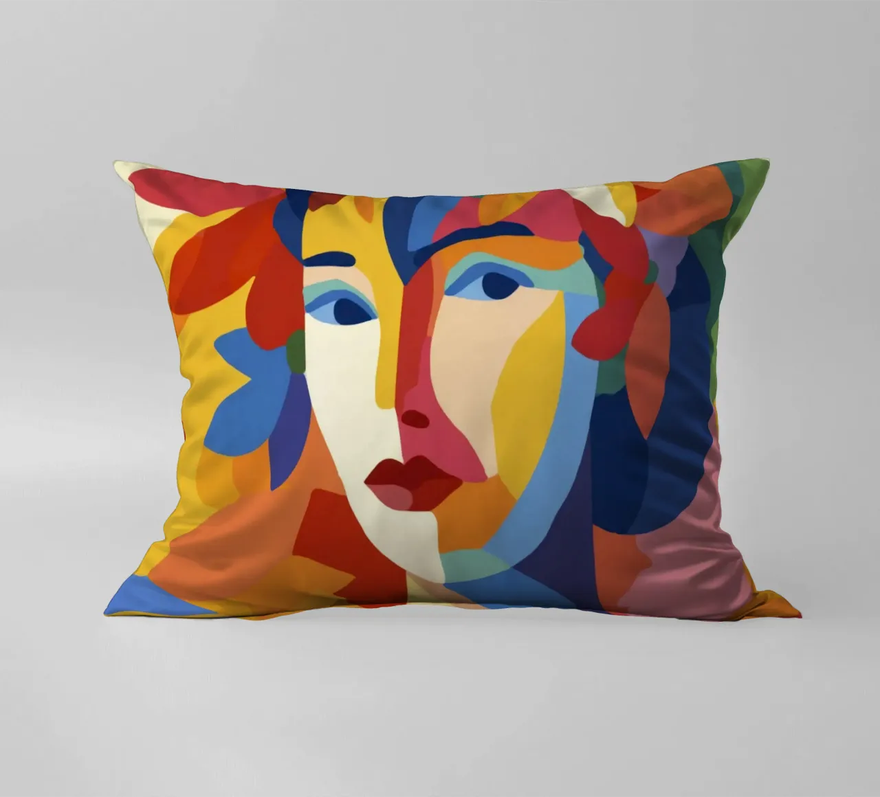 Donna Matisse moderna di metà secolo con corona e foglie floreali cuscino da Modern Muse