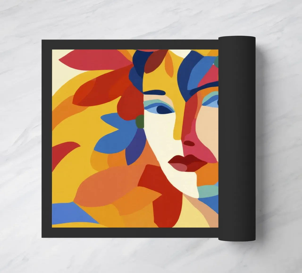 Donna Matisse moderna di metà secolo con corona e foglie floreali zerbino da Modern Muse