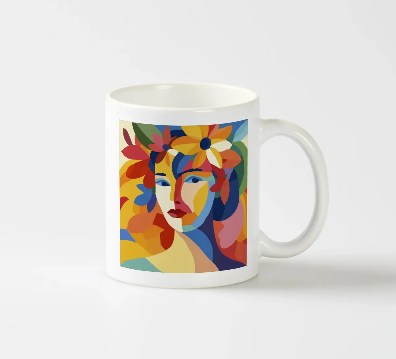 Donna Matisse moderna di metà secolo con corona e foglie floreali tazza in ceramica da Modern Muse