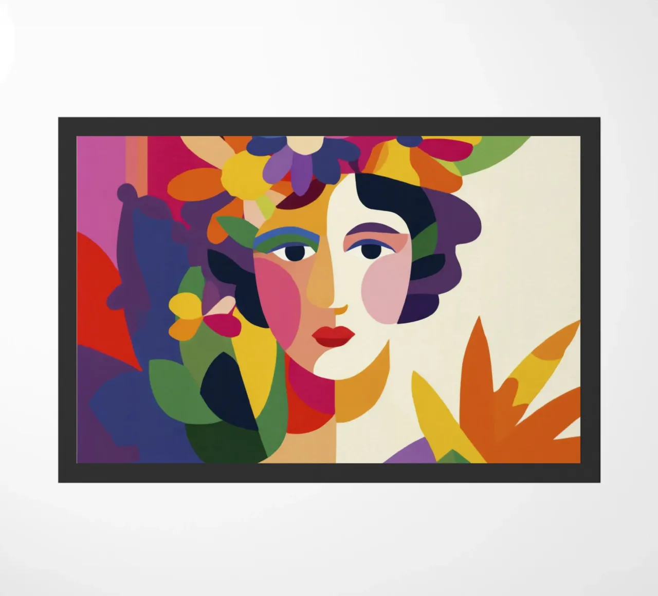Donna astratta moderna di metà secolo con corona floreale zerbino da Modern Muse