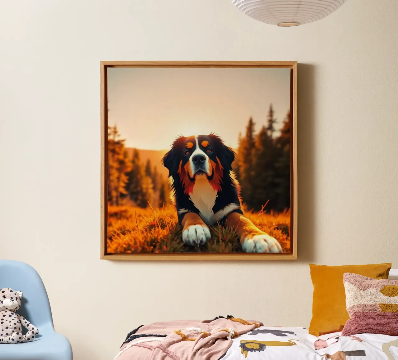 Beautiful Bernese Mountain Dog #1 canvas with Floater frame by Yumis.Beargang.and.Me