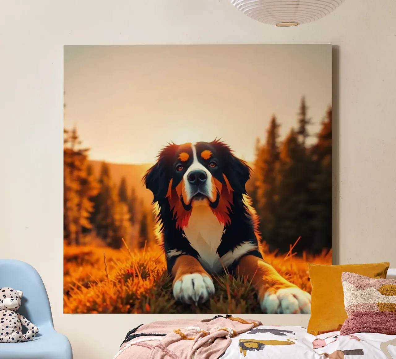 Beautiful Bernese Mountain Dog #1 canvas with Floater frame by Yumis.Beargang.and.Me