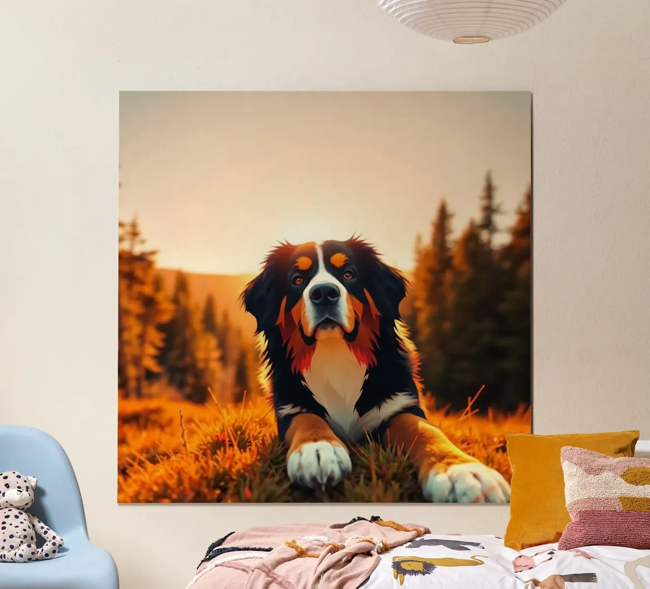 Bellissimo cane da montagna bernese #1 poster con telaio in legno da Yumis.Beargang.and.Me