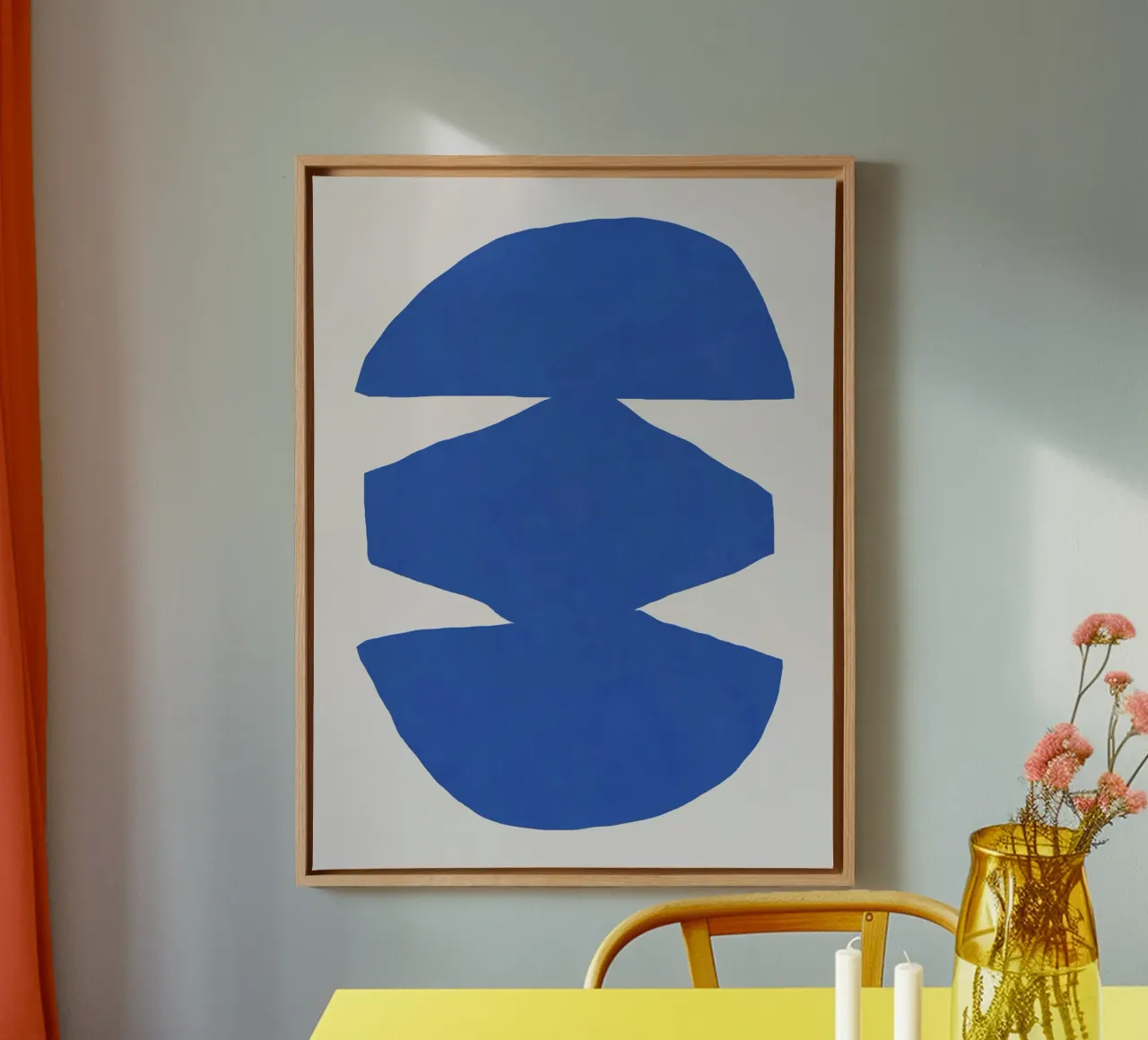 Kobaltblauw uitgesneden 02 canvas met Baklijst van Little Dean