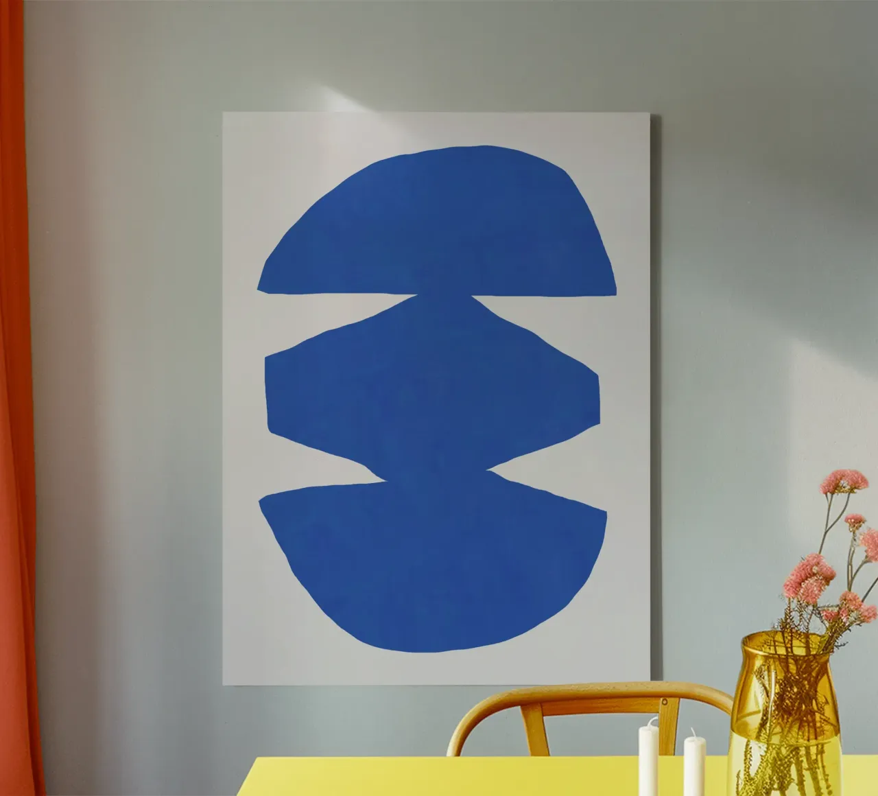Kobaltblauw uitgesneden 02 canvas met Baklijst van Little Dean