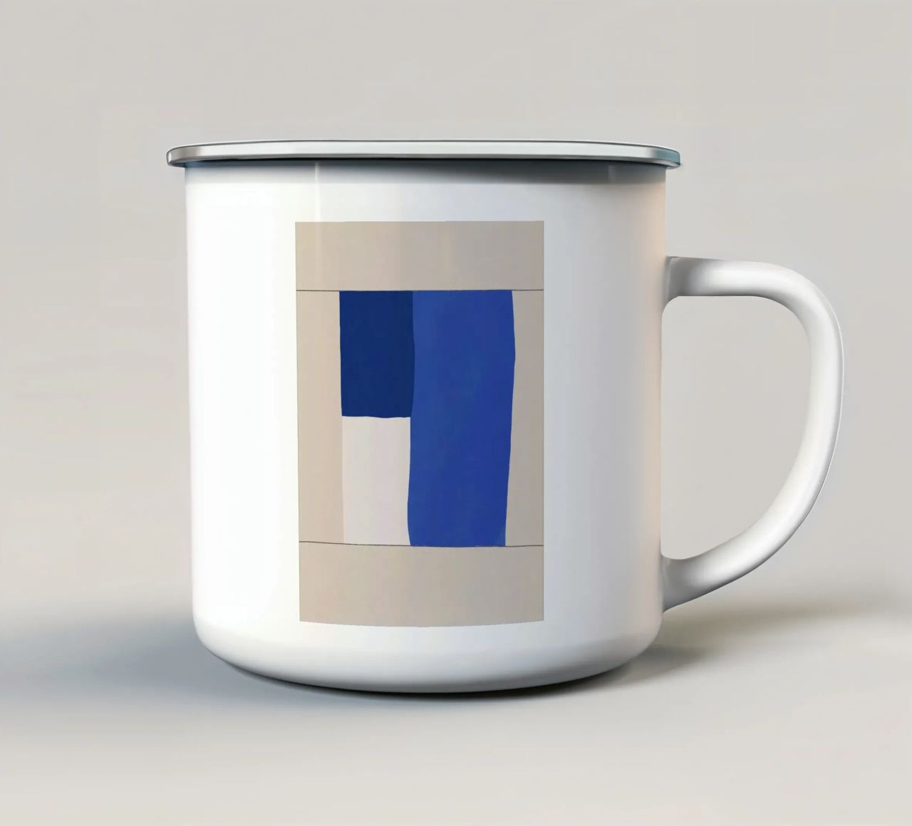 Blocco geometrico minimalista di metà secolo tazza in smalto da Little Dean