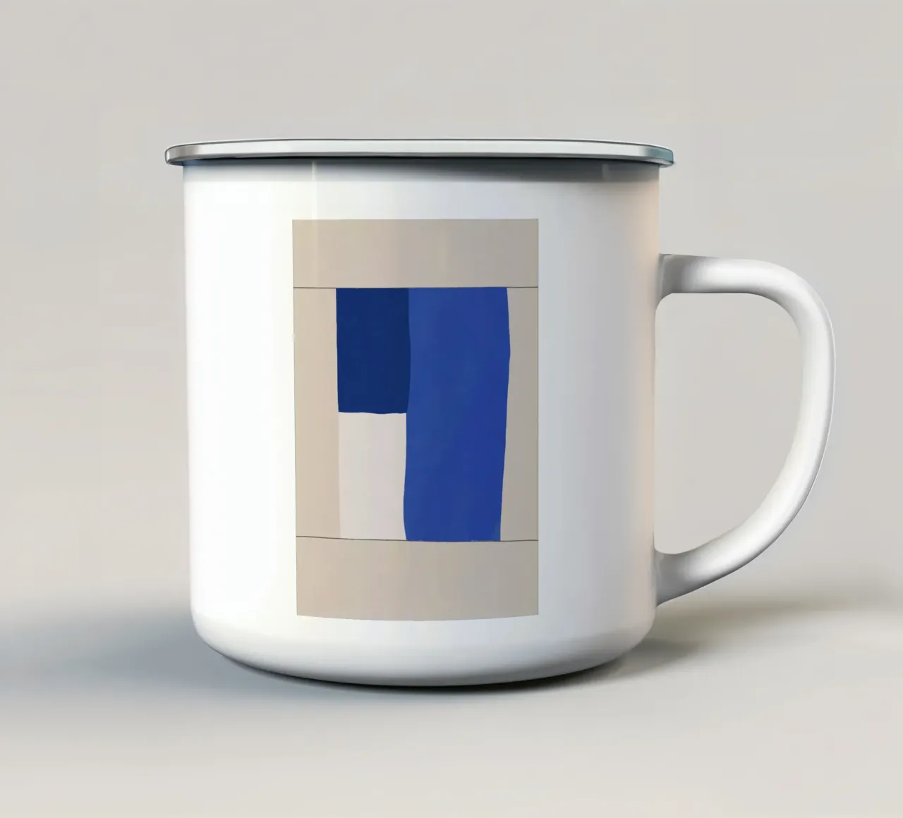 Blocco geometrico minimalista di metà secolo tazza in smalto da Little Dean
