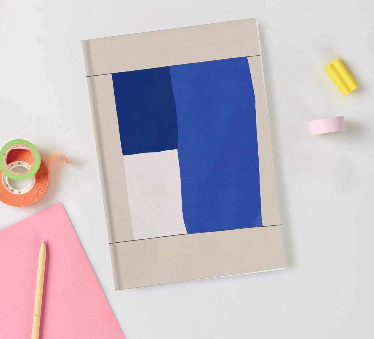 Minimal midcentury geometric block notebook by Little Dean