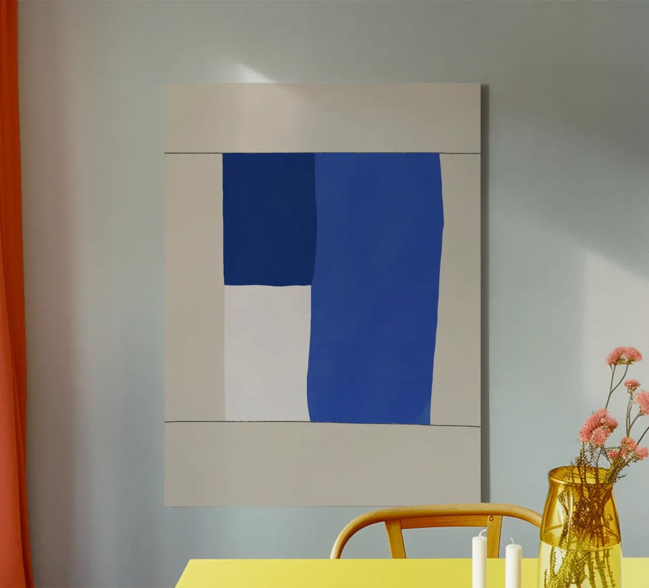 Bloc géométrique minimal du milieu du siècle toile avec Caisse américaine de Little Dean