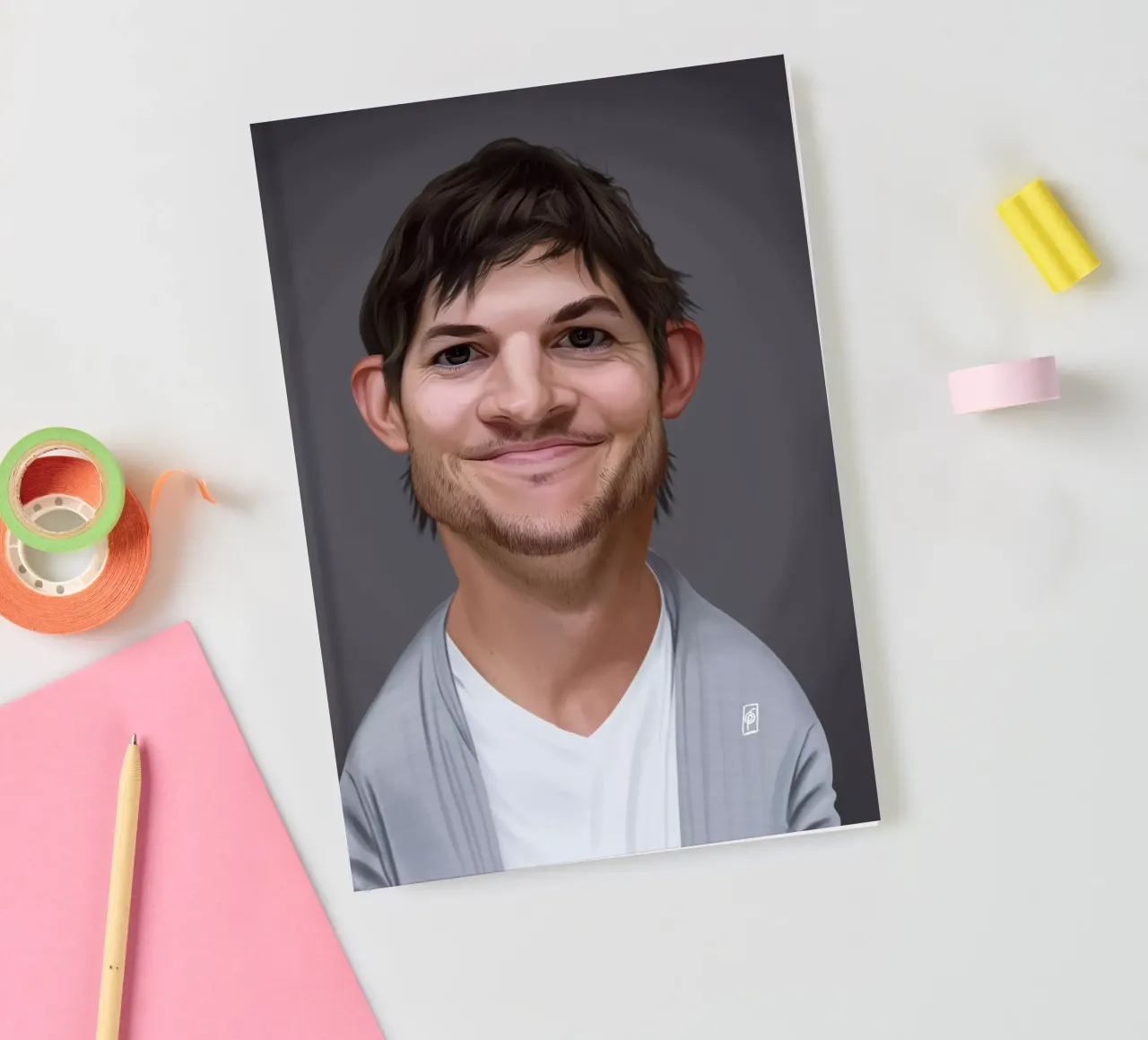 Ashton Kutcher notebook by Rob Art | Illustration