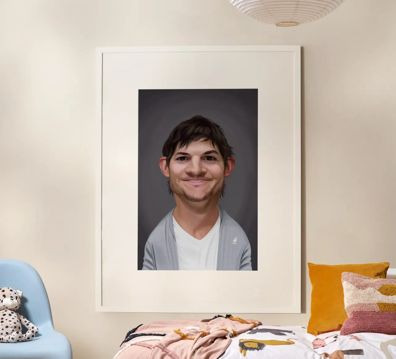 Ashton Kutcher poster con telaio in plastica da Rob Art | Illustration