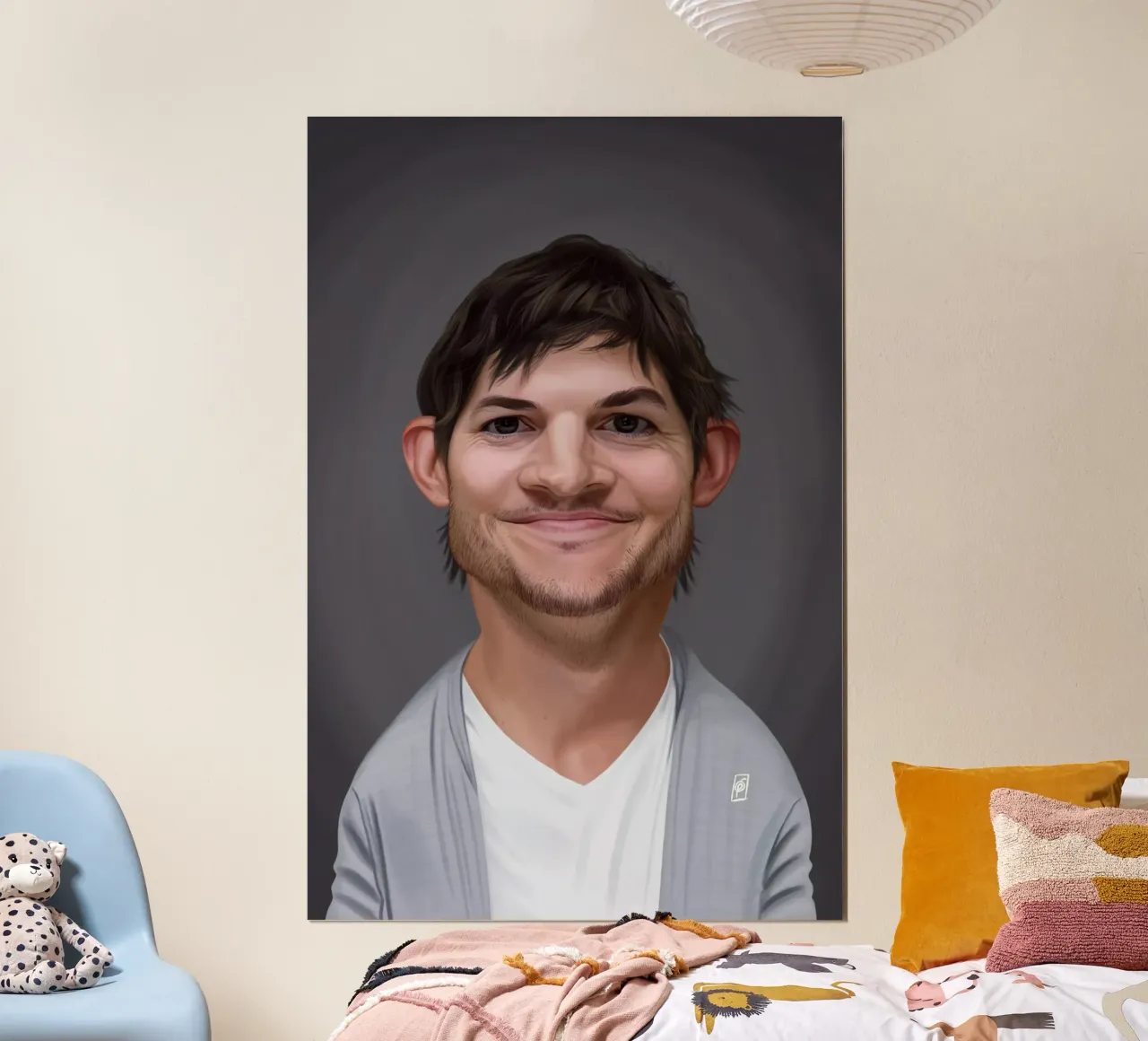 Ashton Kutcher poster con telaio in plastica da Rob Art | Illustration