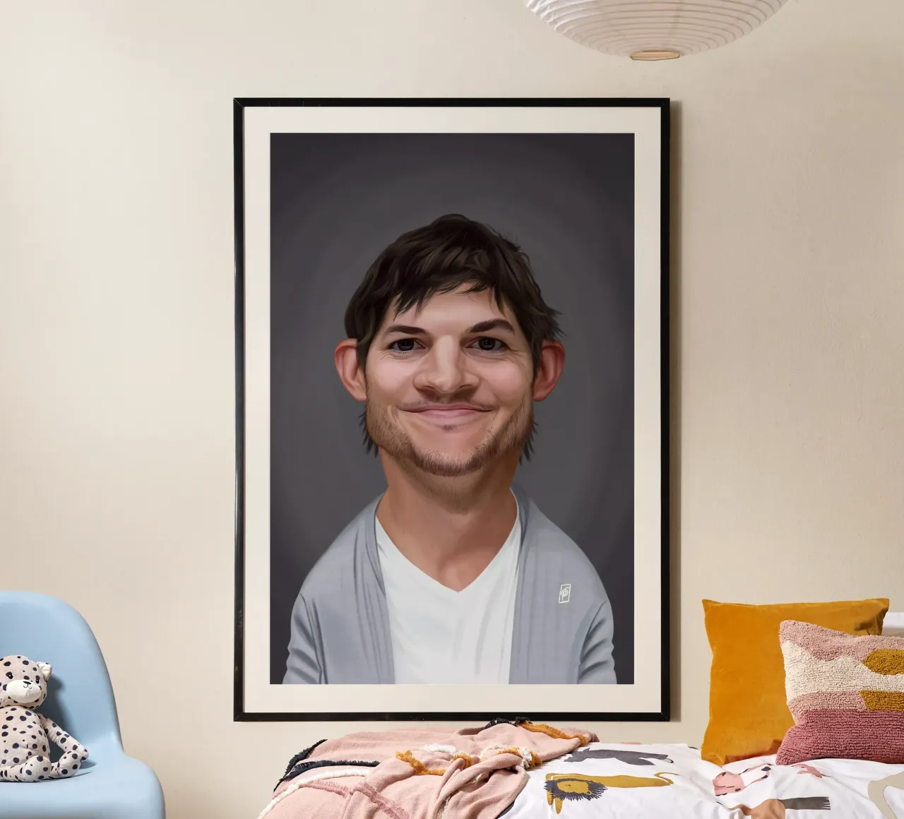 Ashton Kutcher poster con telaio in plastica da Rob Art | Illustration