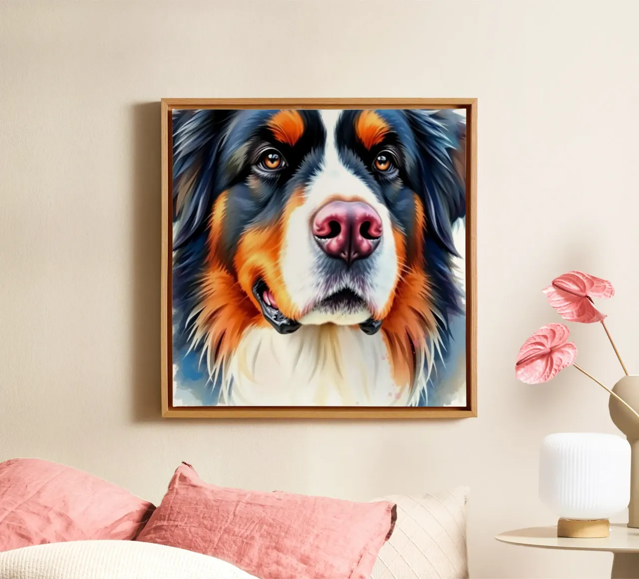 Schöner Berner Sennenhund #2 Leinwand mit Schattenfugenrahmen von Yumis.Beargang.and.Me