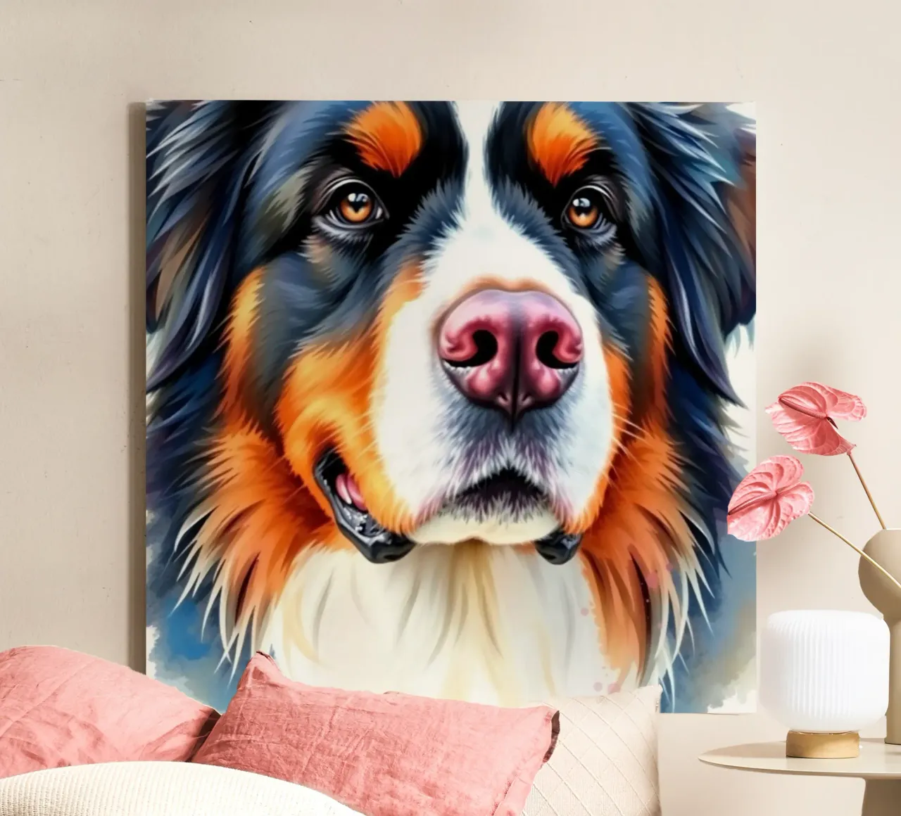 Schöner Berner Sennenhund #2 Leinwand mit Schattenfugenrahmen von Yumis.Beargang.and.Me
