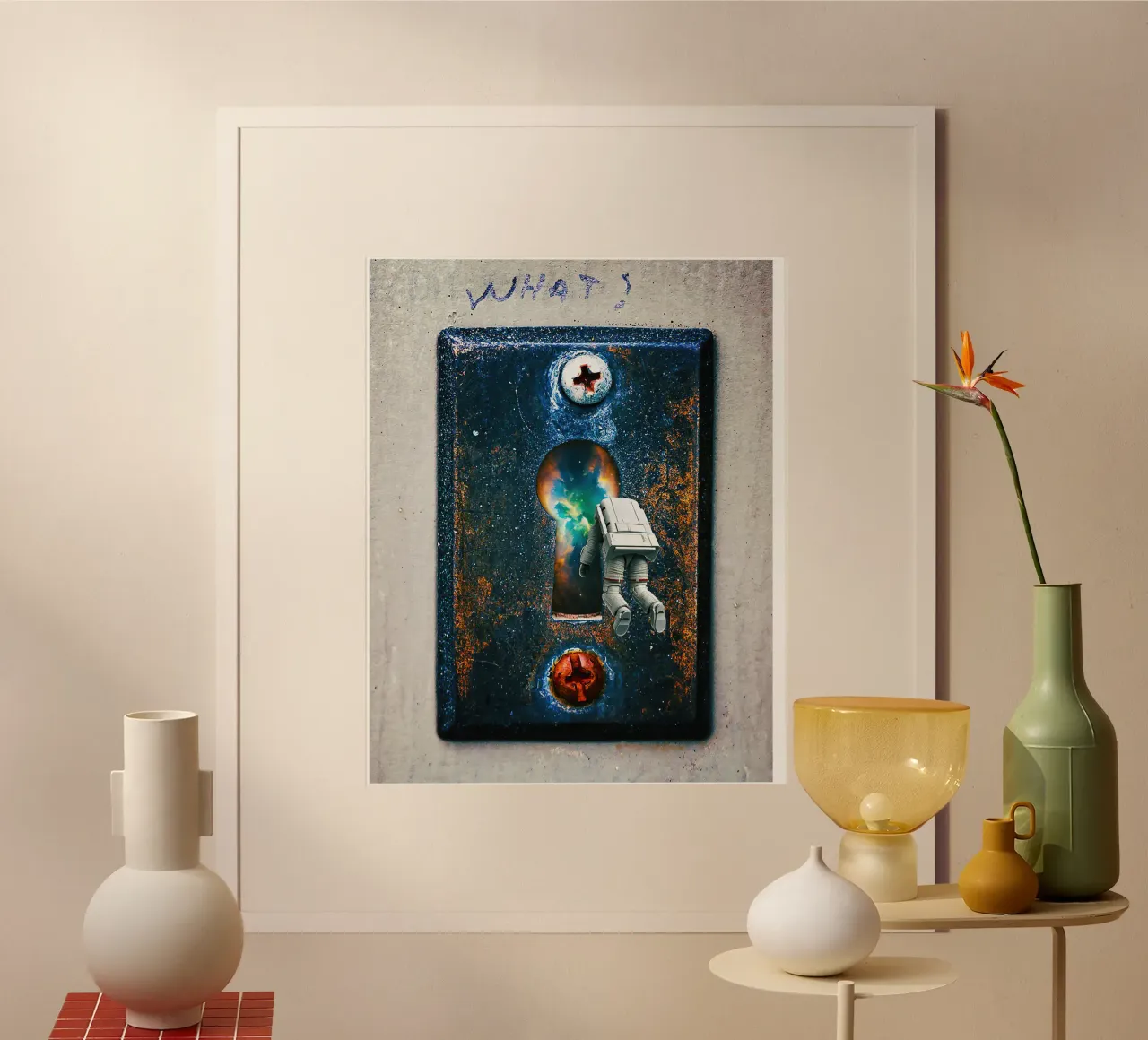buco della serratura poster con telaio in legno da khanrosie
