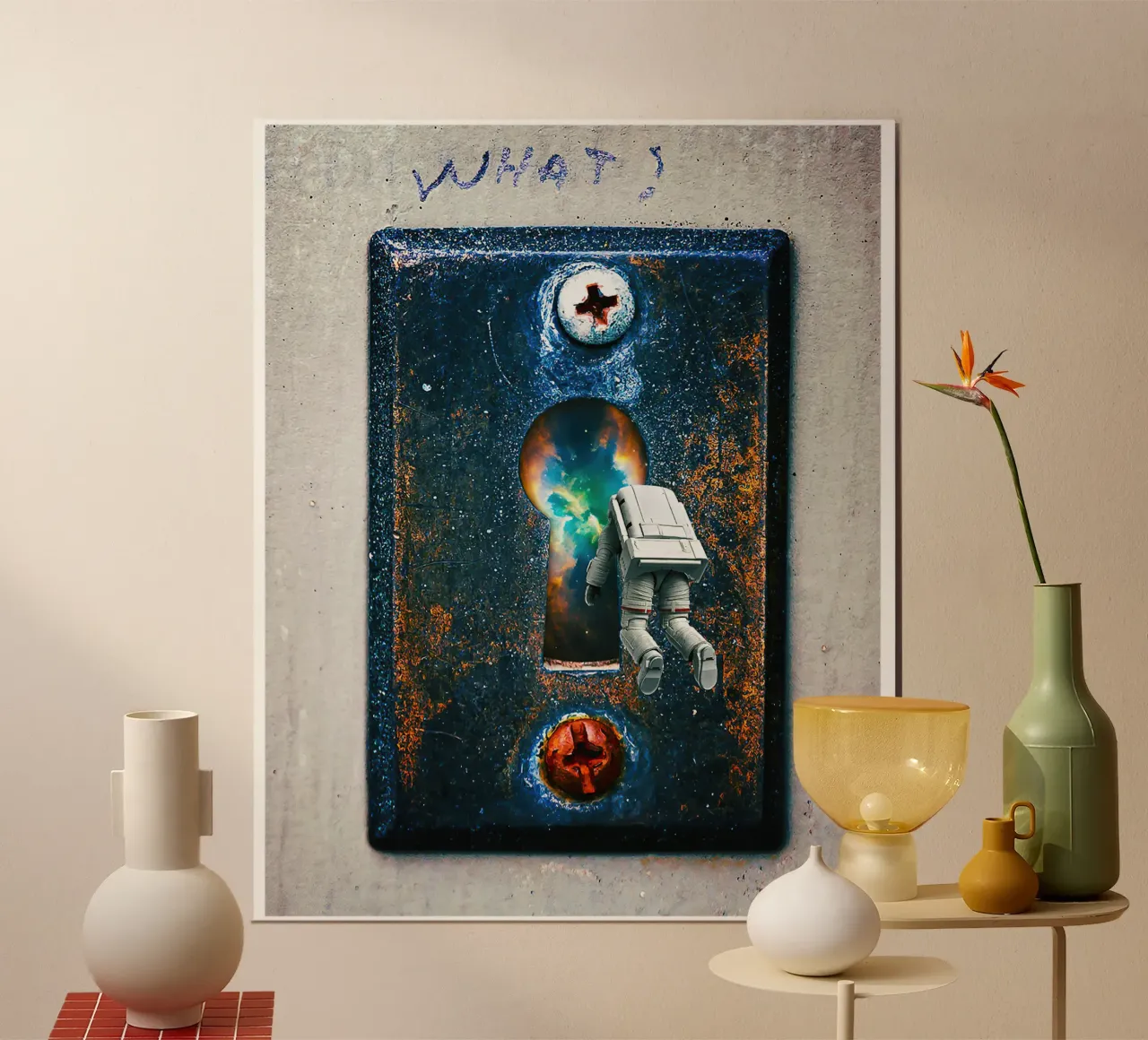 buco della serratura poster con telaio in legno da khanrosie