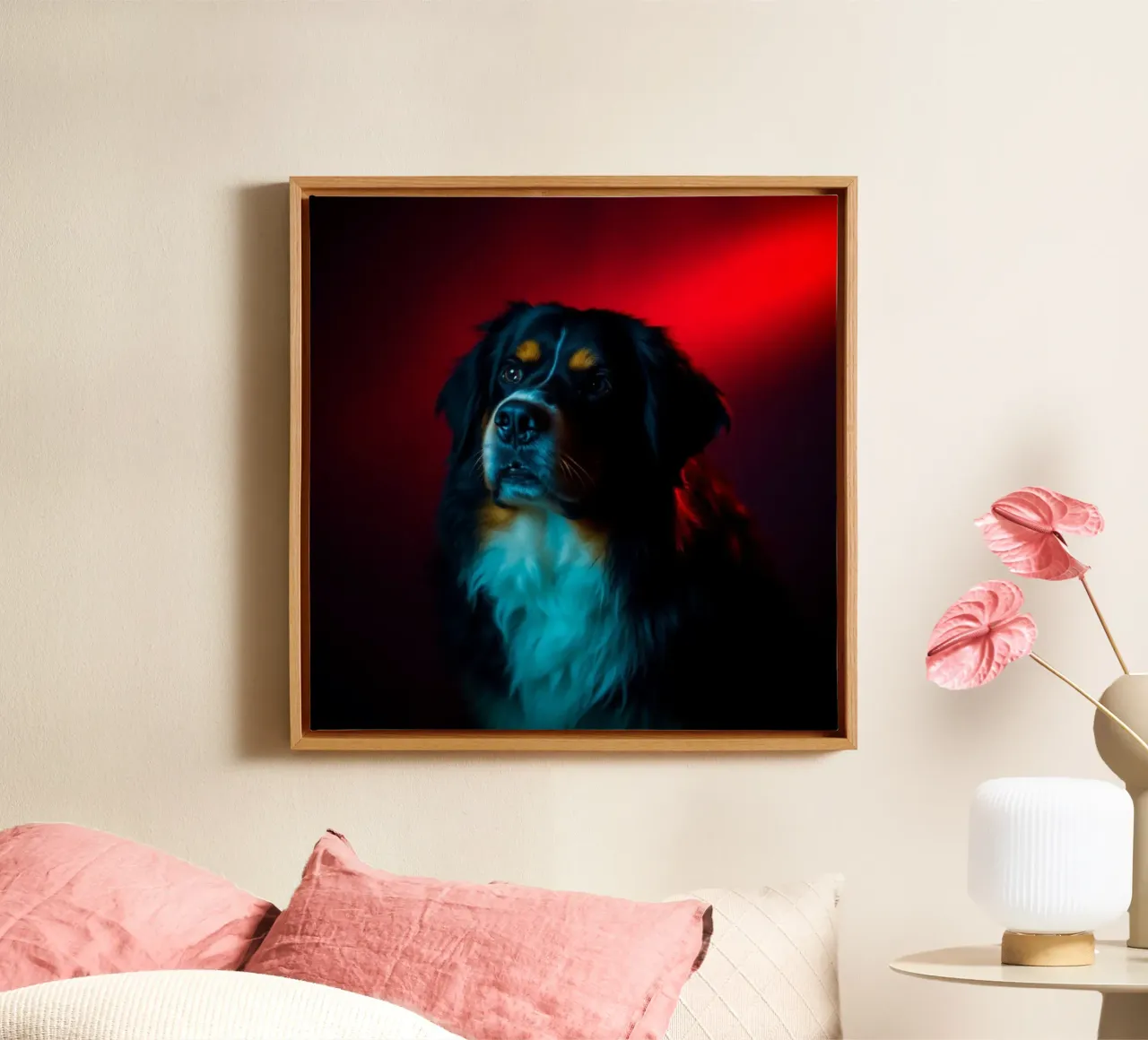 Beautiful Bernese Mountain Dog #3 canvas with Floater frame by Yumis.Beargang.and.Me