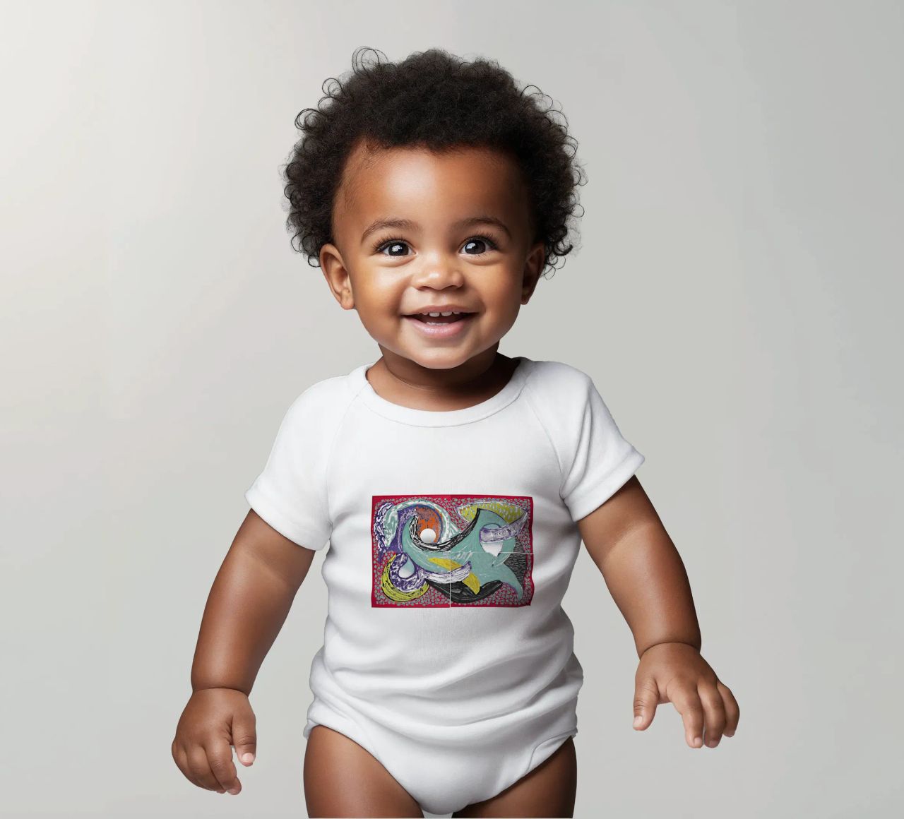 Some More New Prints, Going Round, 1994 short-sleeve baby romper by khanrosie