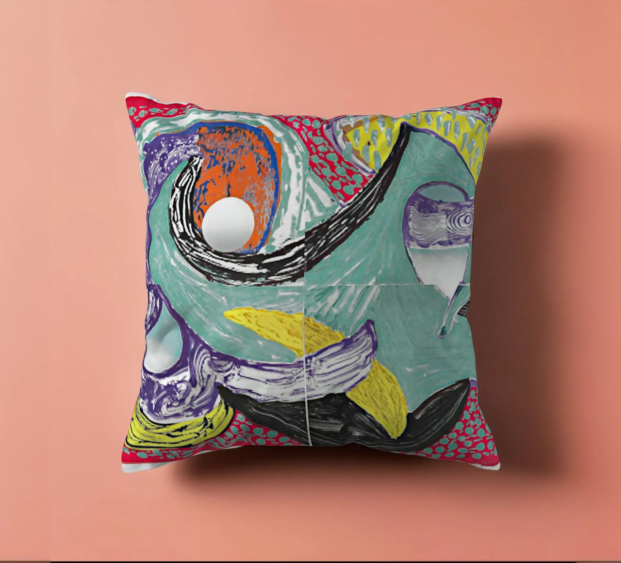 Some More New Prints, Going Round, 1994 decorative cushion by khanrosie