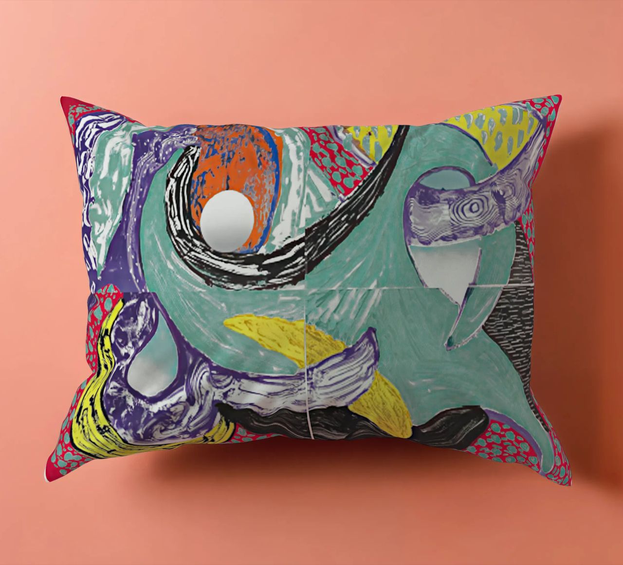 Some More New Prints, Going Round, 1994 decorative cushion by khanrosie