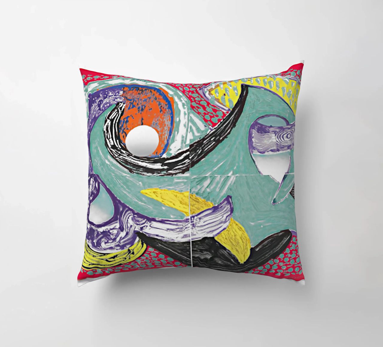 Some More New Prints, Going Round, 1994 decorative cushion by khanrosie