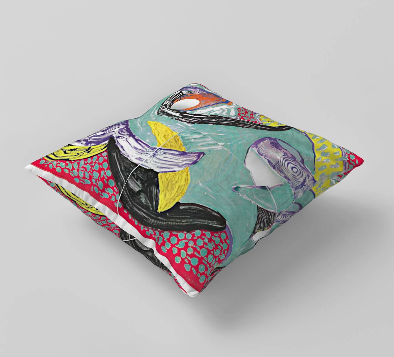 Some More New Prints, Going Round, 1994 decorative cushion by khanrosie