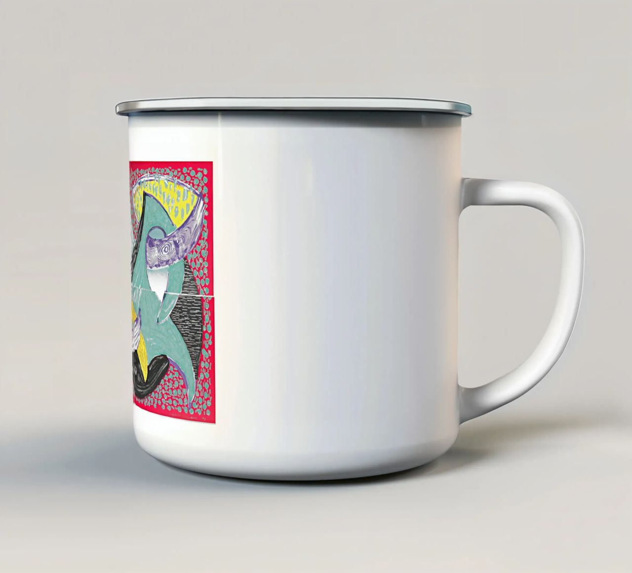 Some More New Prints, Going Round, 1994 enamel mug by khanrosie