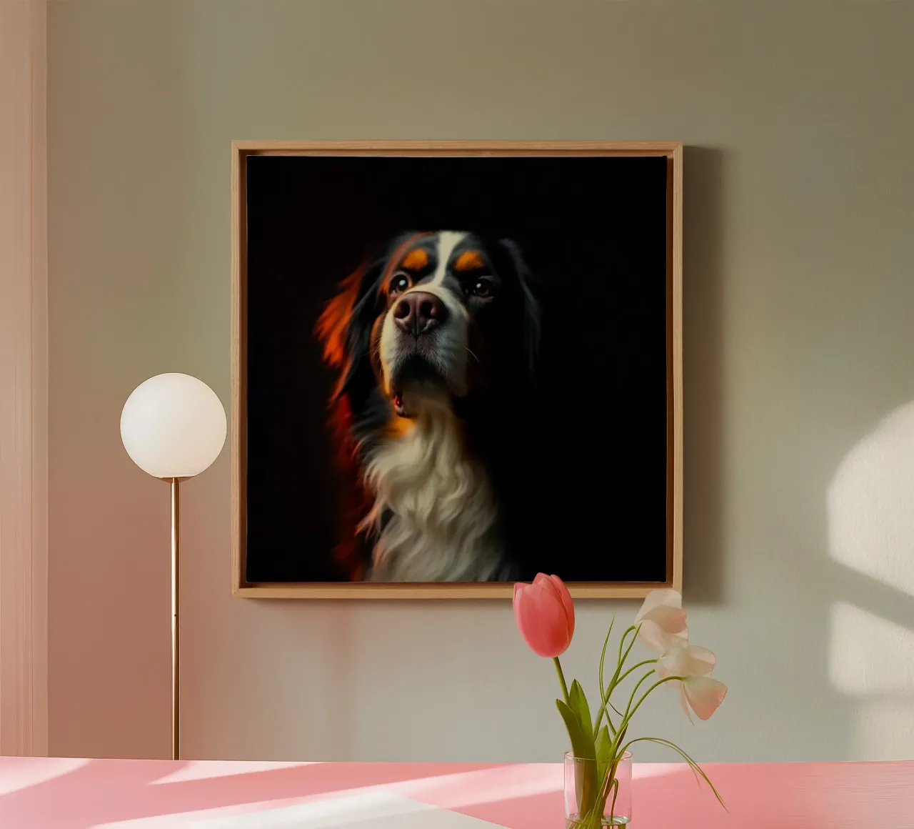 Beautiful Bernese Mountain Dog #4 canvas with Floater frame by Yumis.Beargang.and.Me
