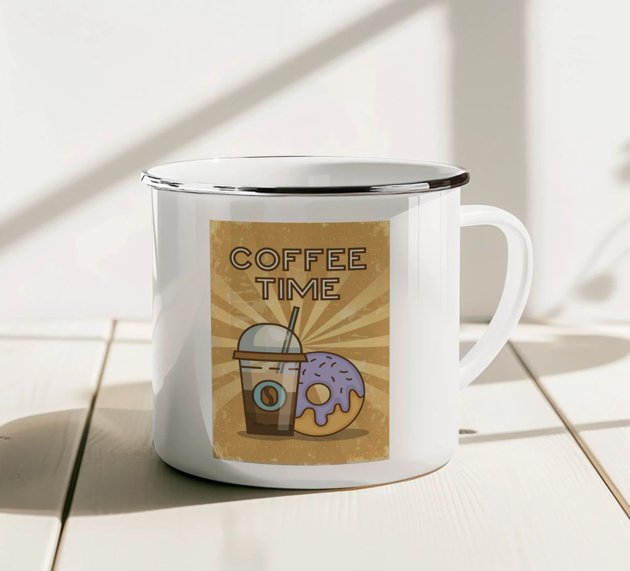 Poster minimalista per il caffè tazza in smalto da Purrfect Whiskers Art