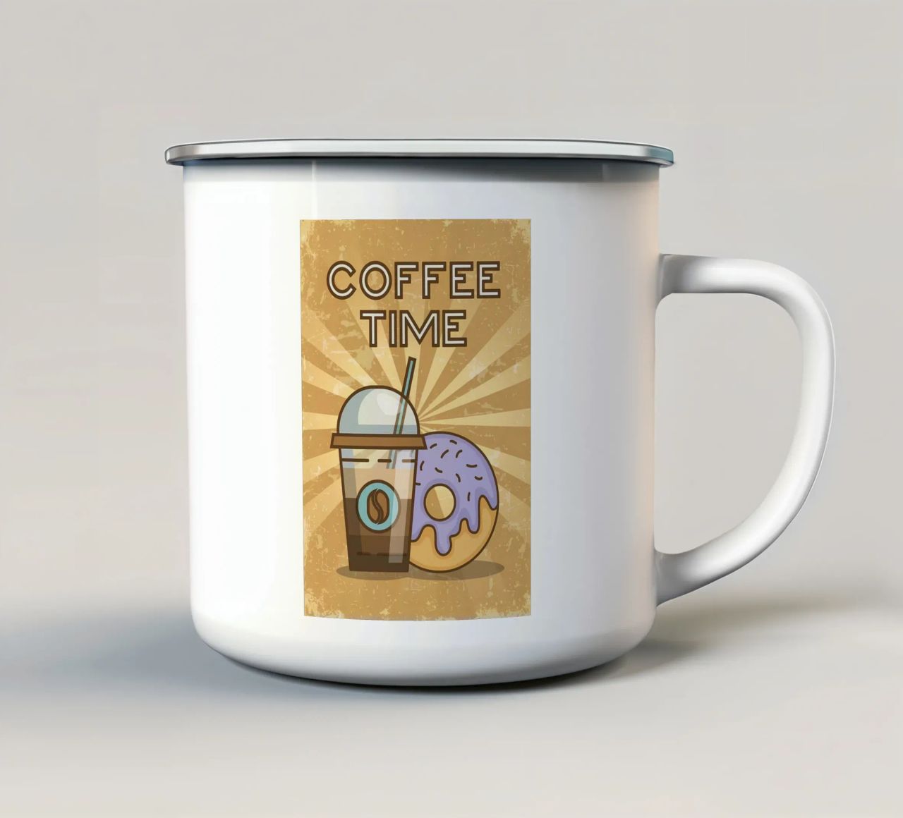 Poster minimalista per il caffè tazza in smalto da Purrfect Whiskers Art
