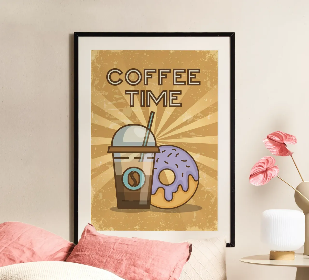 Poster minimalista per il caffè poster con telaio in legno da Purrfect Whiskers Art