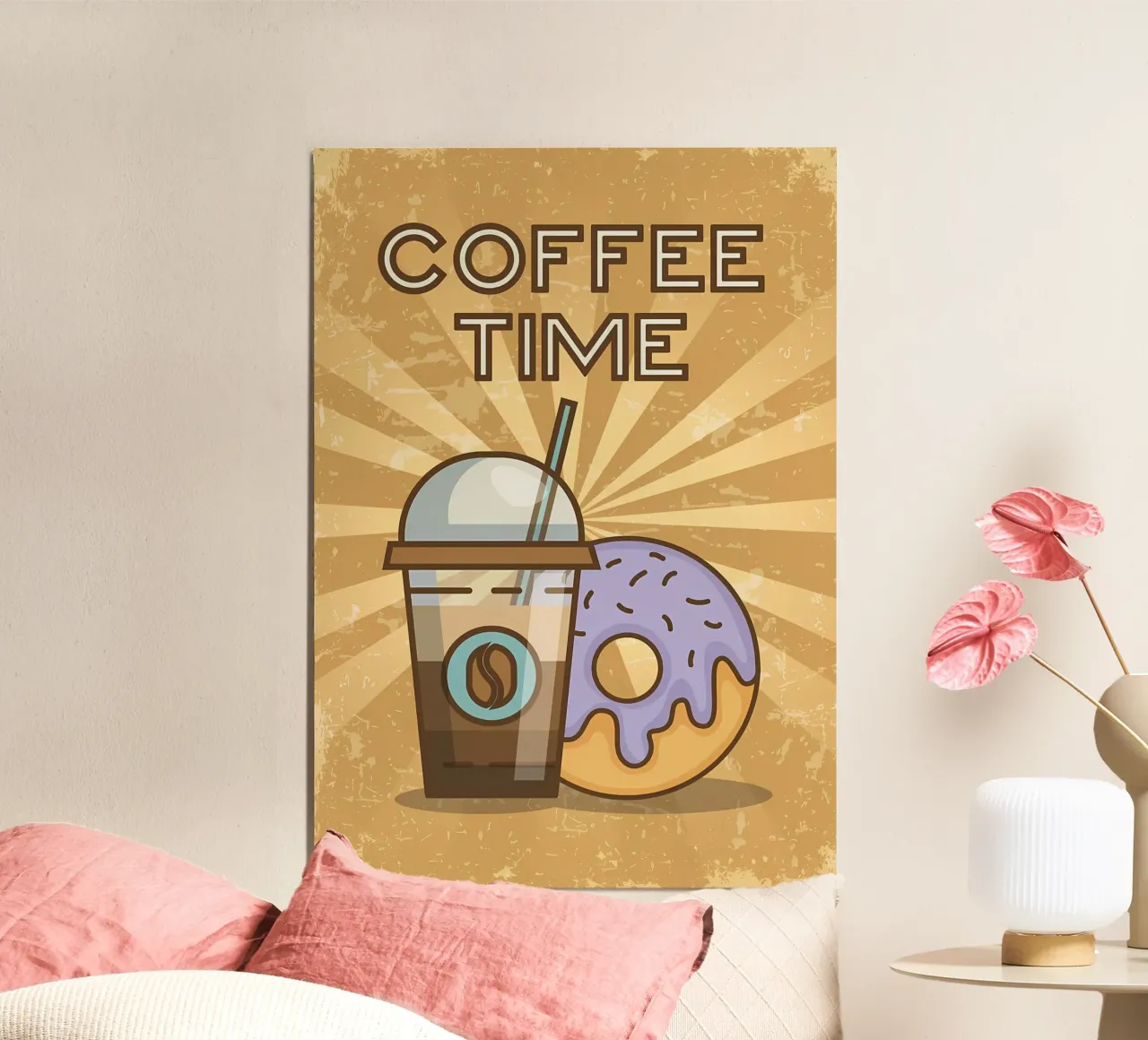 Poster minimalista per il caffè poster con telaio in legno da Purrfect Whiskers Art