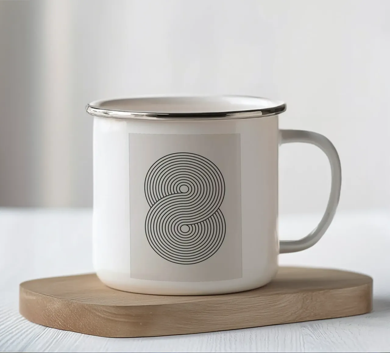 Poster minimalista tazza in smalto da Purrfect Whiskers Art