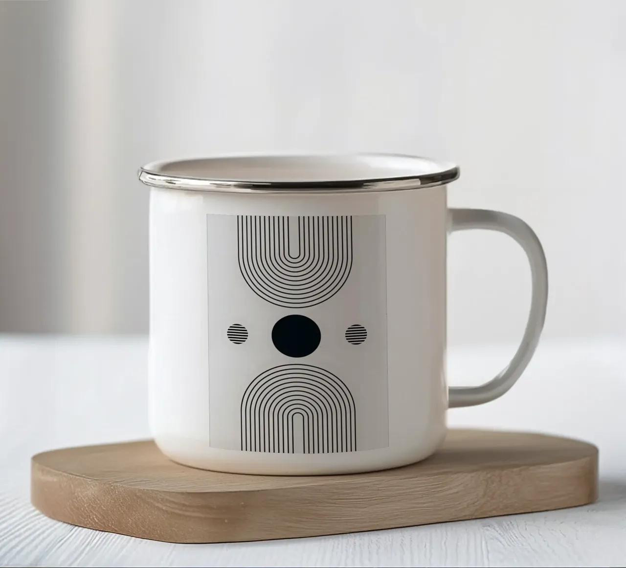 Poster minimalista tazza in smalto da Purrfect Whiskers Art