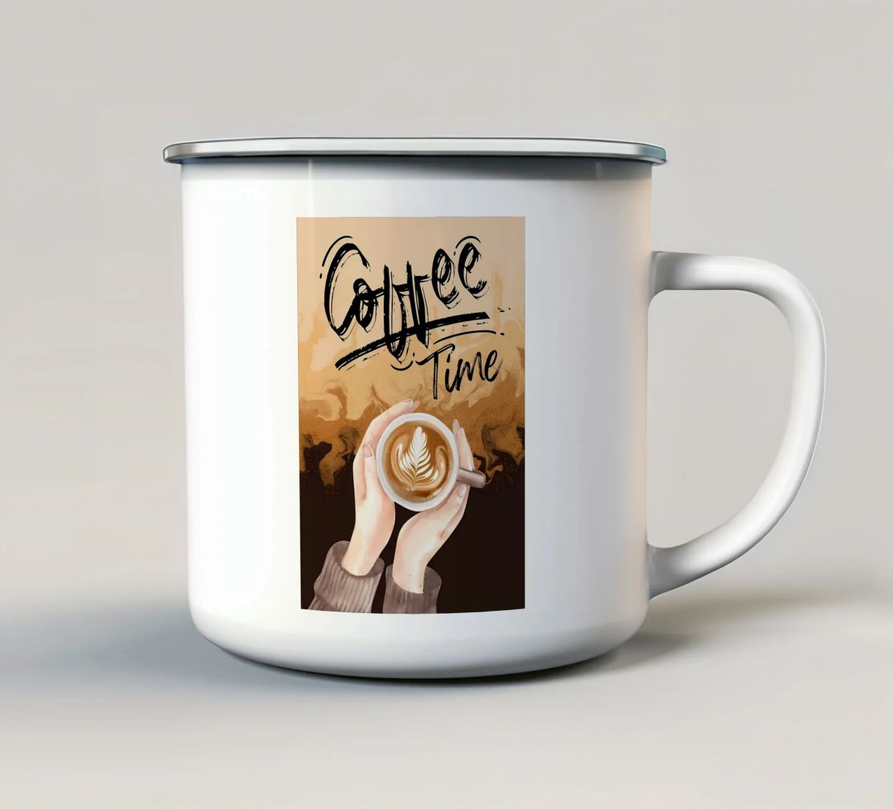 Poster minimalista per il caffè tazza in smalto da Purrfect Whiskers Art