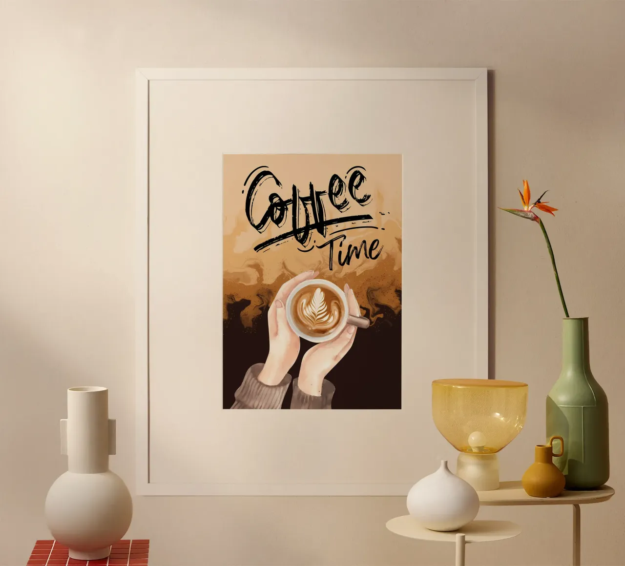 Poster minimalista per il caffè poster con telaio in alluminio da Purrfect Whiskers Art