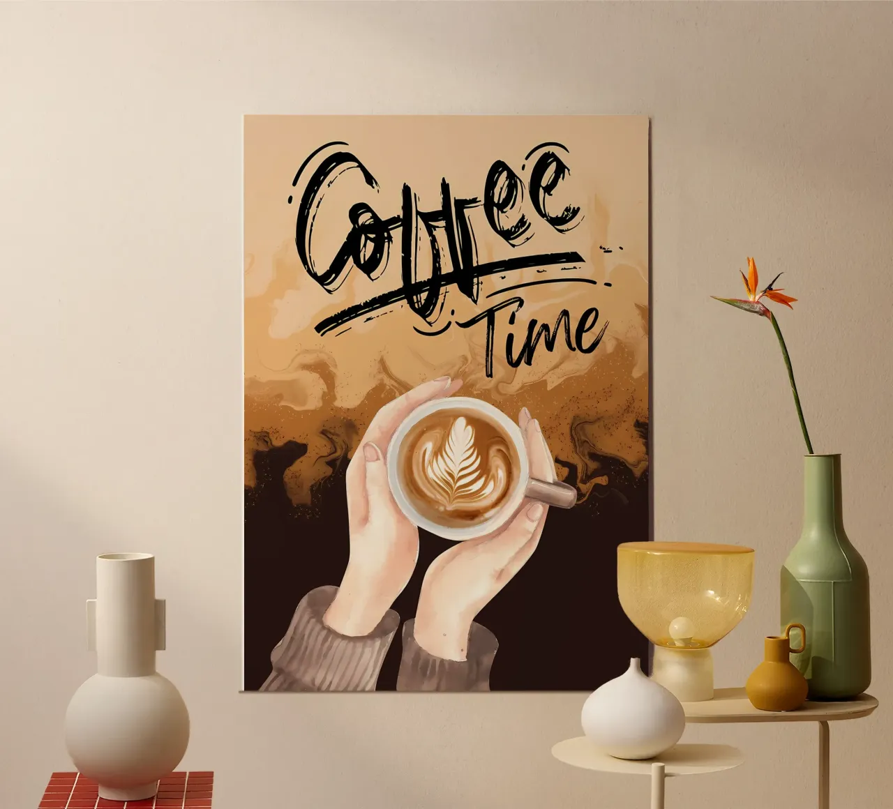 Poster minimalista per il caffè poster con telaio in alluminio da Purrfect Whiskers Art