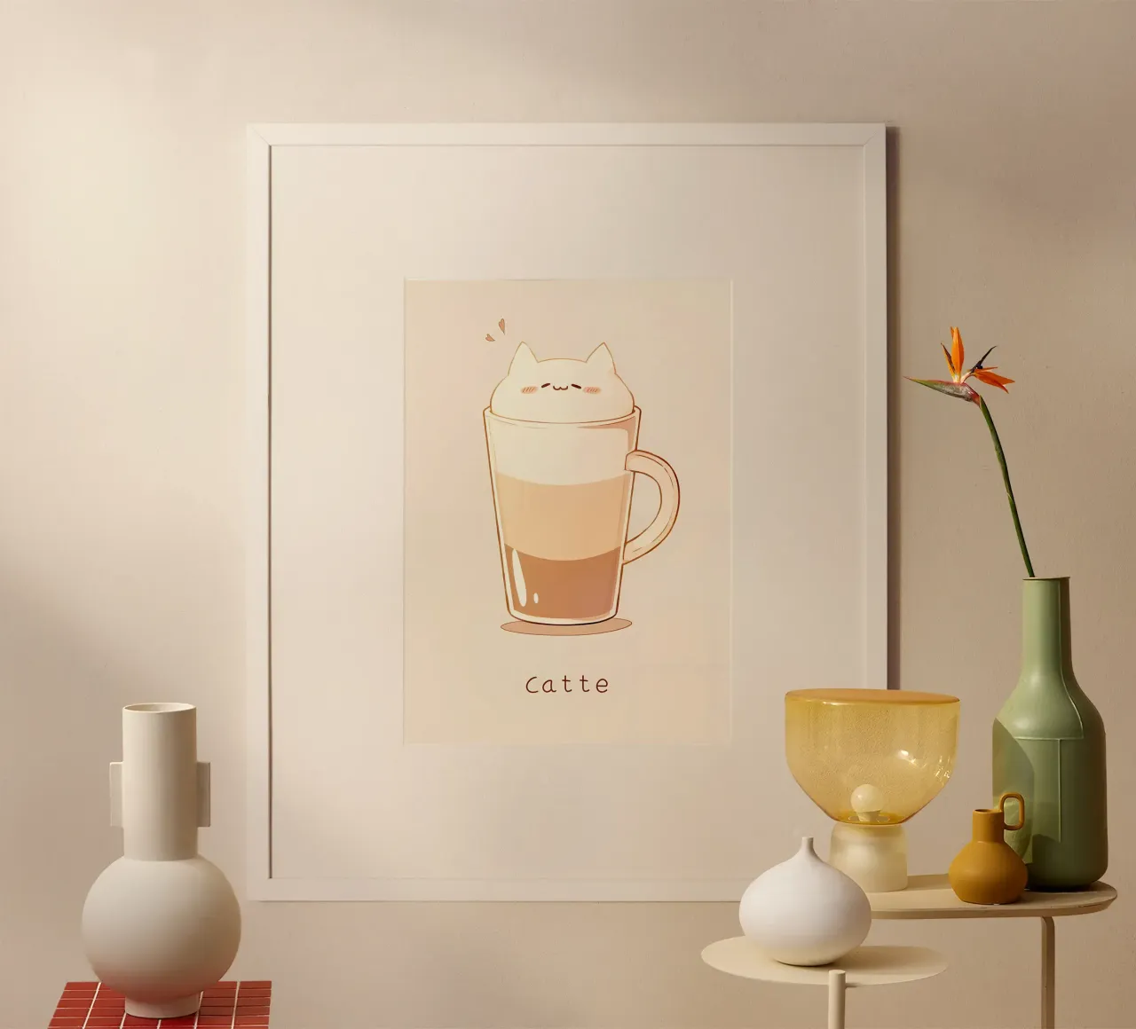 Poster minimalista per gatti poster con telaio in legno da Charles A Boudreau